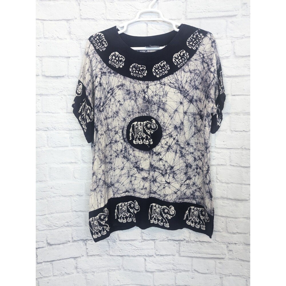 Just Cruising Tie Die‎ Elephant Top Inky Blue Purple Free Size/One Size
